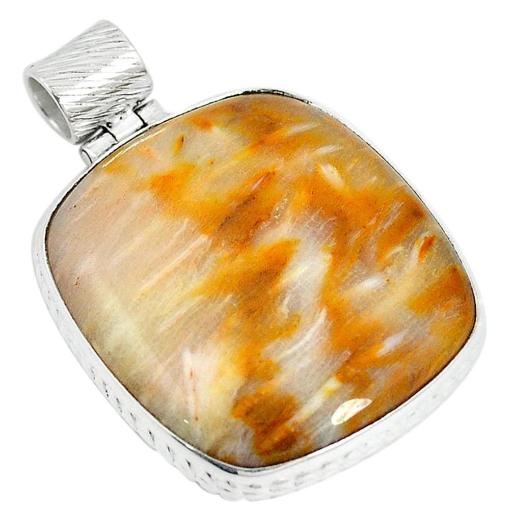 Natural brown picture jasper 925 sterling silver pendant jewelry d12127