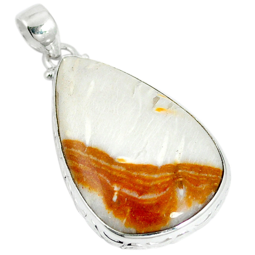 Natural brown picture jasper 925 sterling silver pendant jewelry d12128