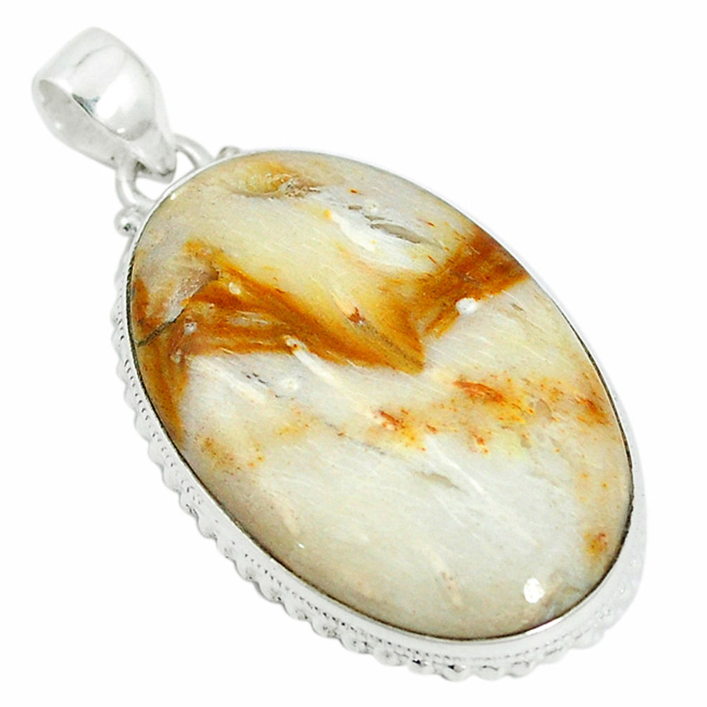 925 sterling silver natural brown picture jasper oval pendant jewelry d12130