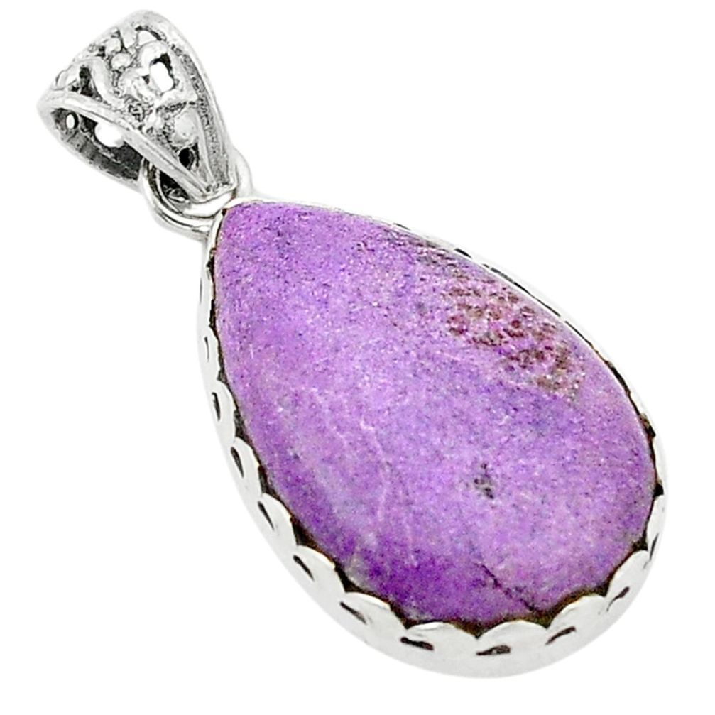 Natural purple purpurite 925 sterling silver pendant d1307