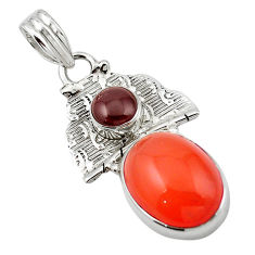 ian) red garnet 925 silver pendant d13160