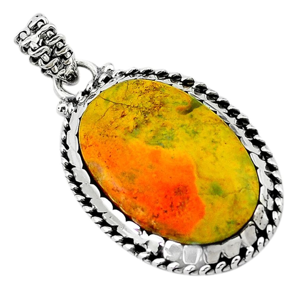 925 silver natural yellow bumble bee australian jasper oval pendant d13626