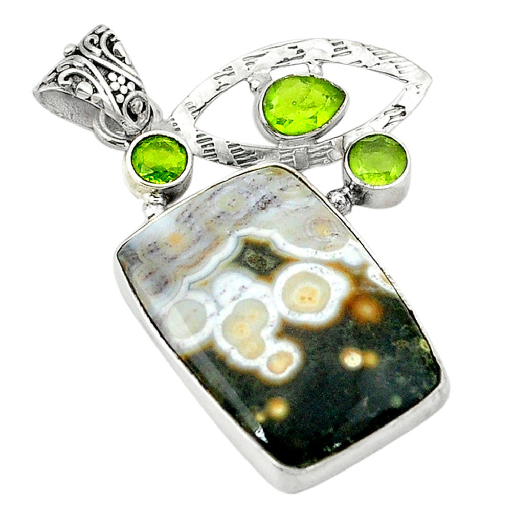 lor ocean sea jasper (madagascar) 925 silver pendant d1374