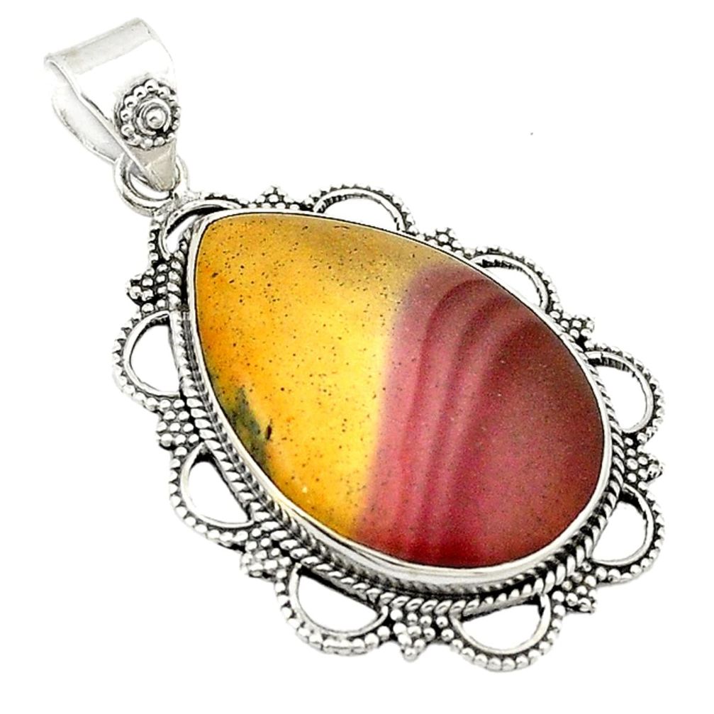 Natural brown mookaite 925 sterling silver pendant jewelry d1390