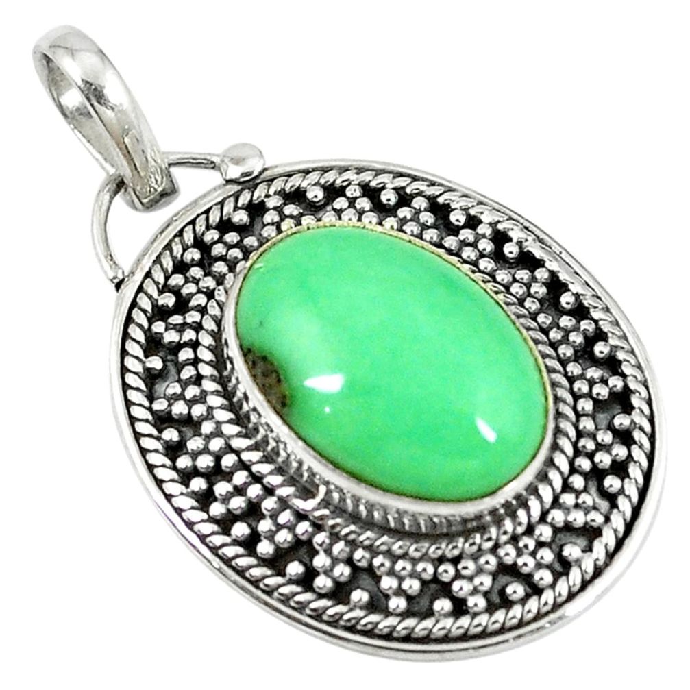 Natural green variscite 925 sterling silver pendant jewelry d14499