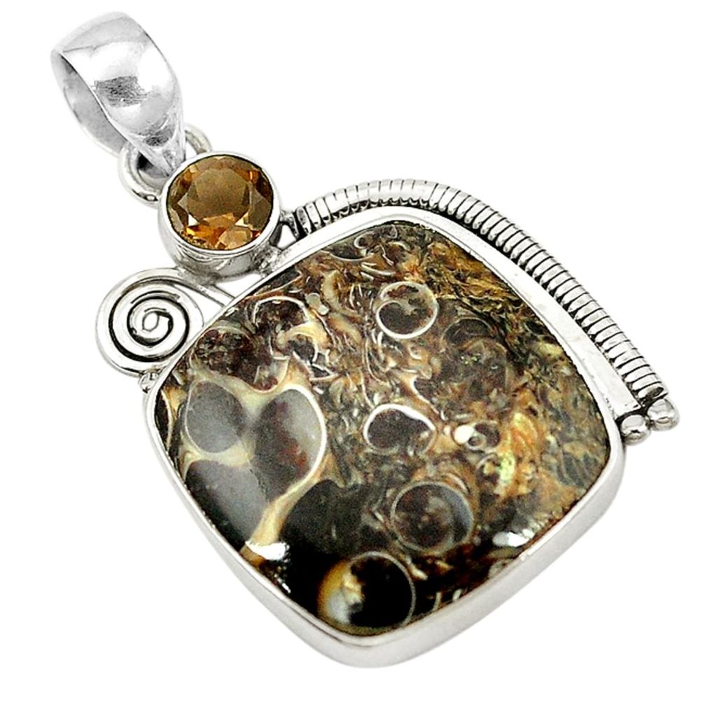 rritella fossil snail agate 925 silver pendant jewelry d14573