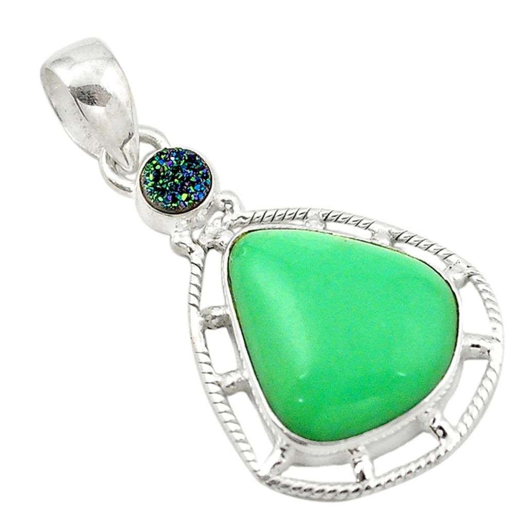 925 sterling silver natural green variscite druzy pendant jewelry d14691