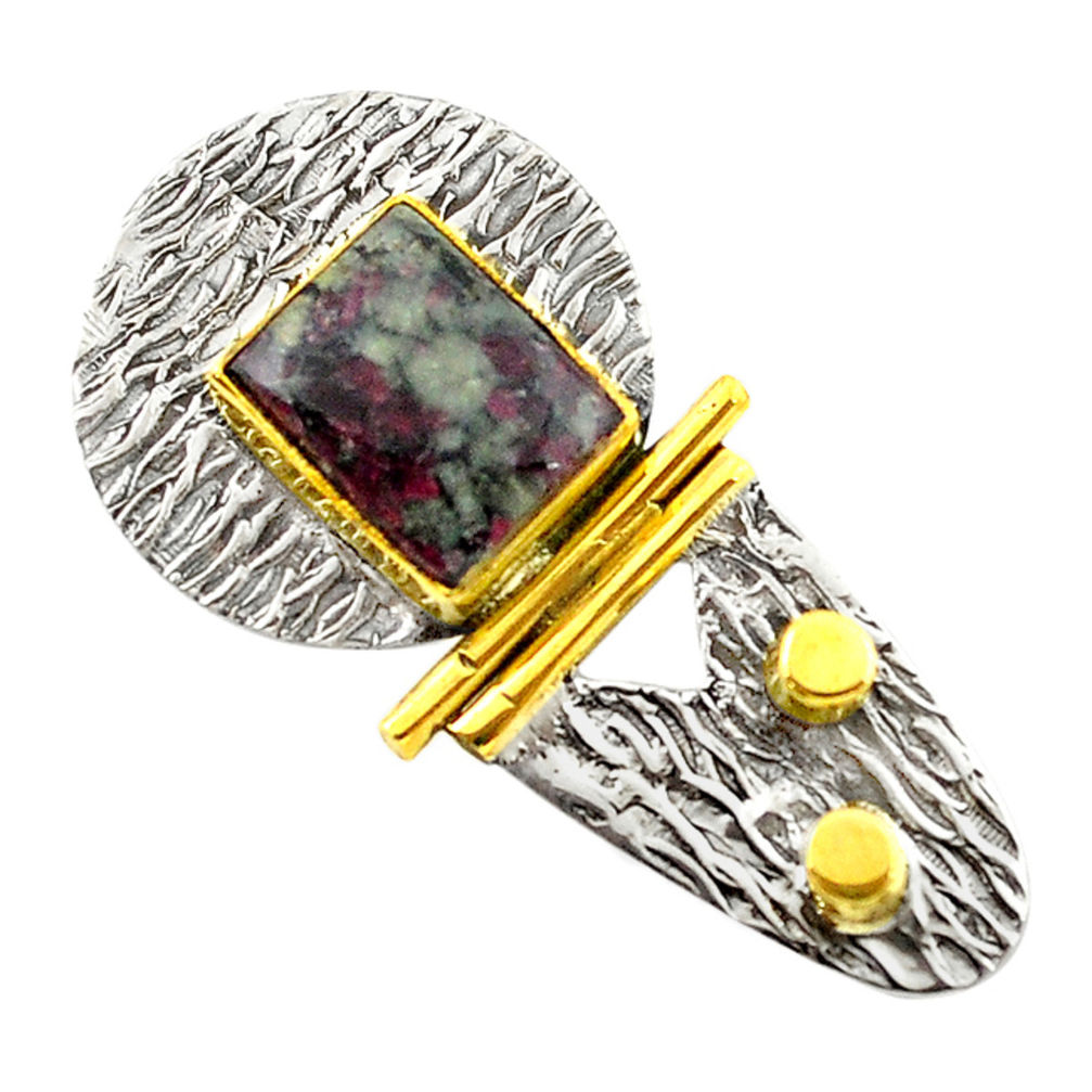 Natural pink eudialyte 925 sterling silver 14k gold pendant jewelry d14713