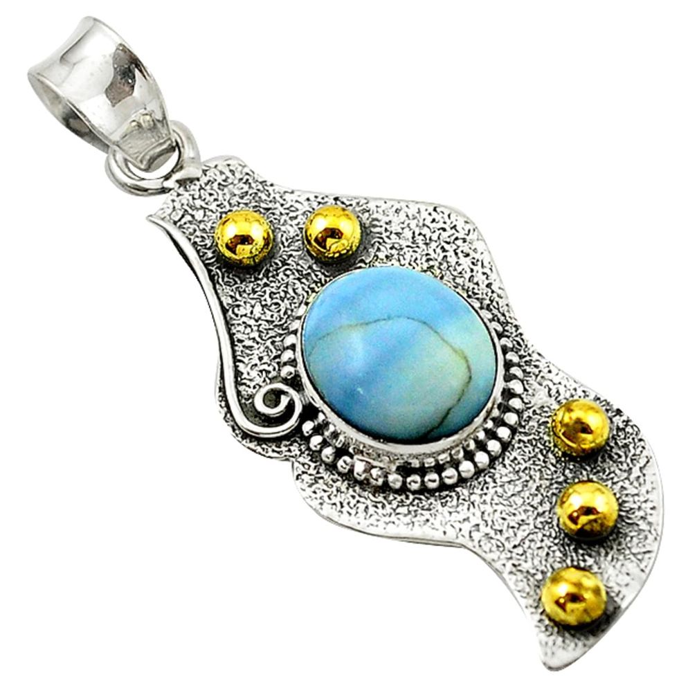 Natural blue owyhee opal 925 sterling silver pendant jewelry d14738