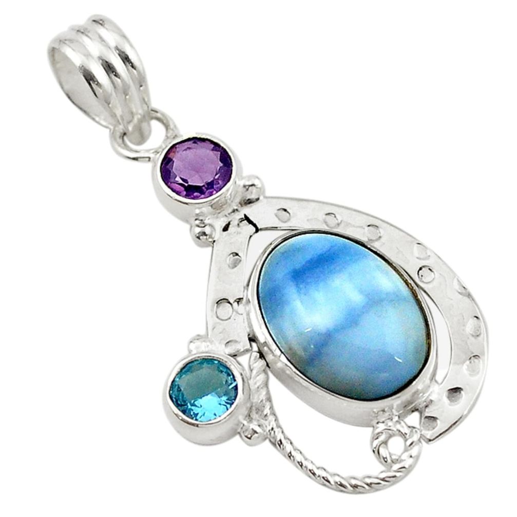 Natural brown owyhee opal amethyst topaz 925 sterling silver pendant d14839