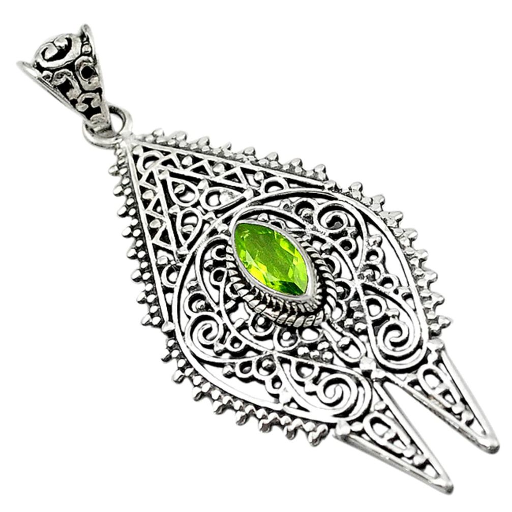 Natural green peridot 925 sterling silver pendant jewelry d16209