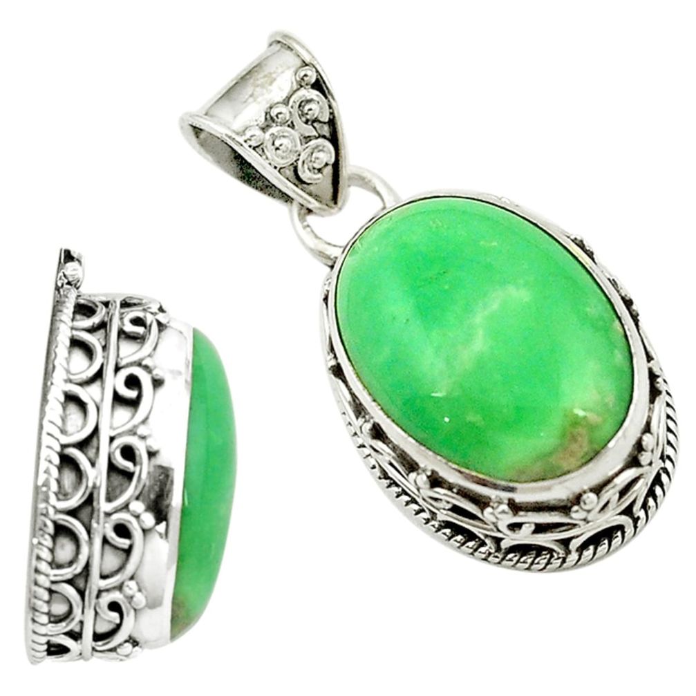 Natural green variscite 925 sterling silver pendant jewelry d16294