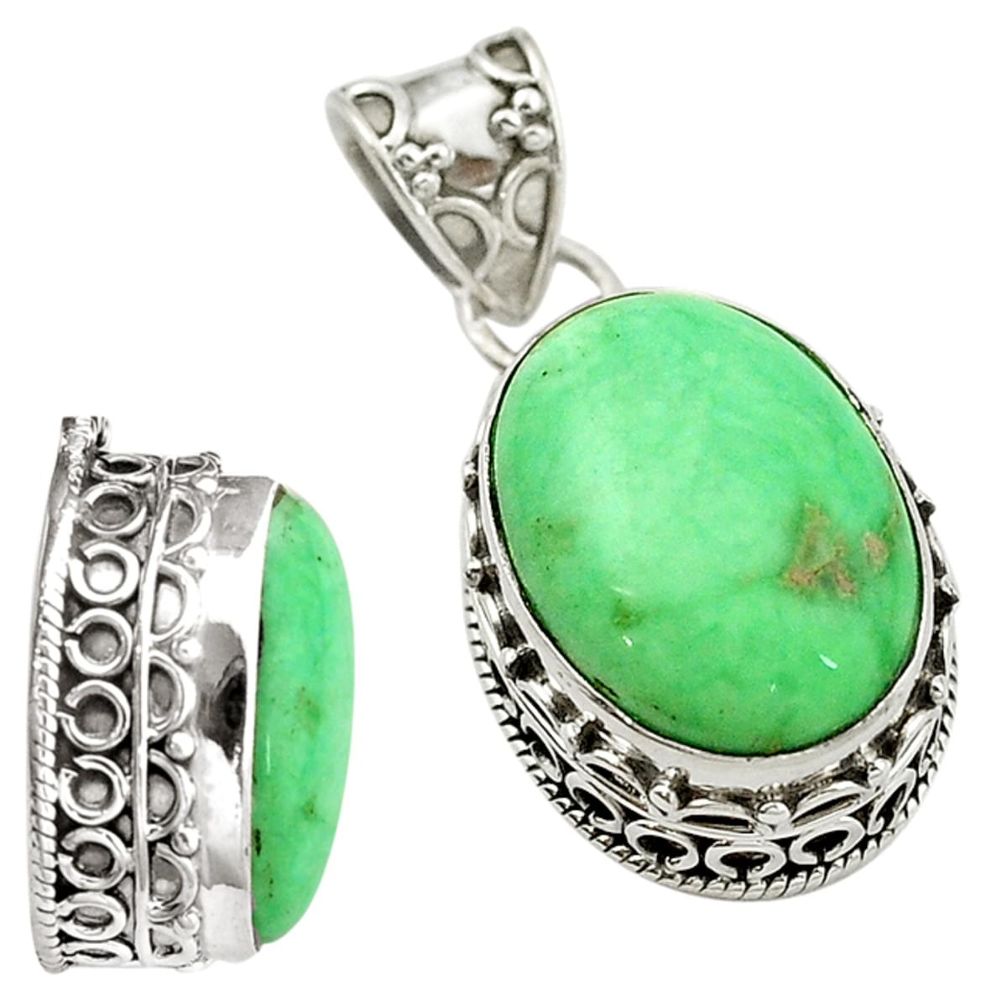 Natural green variscite 925 sterling silver pendant jewelry d16297