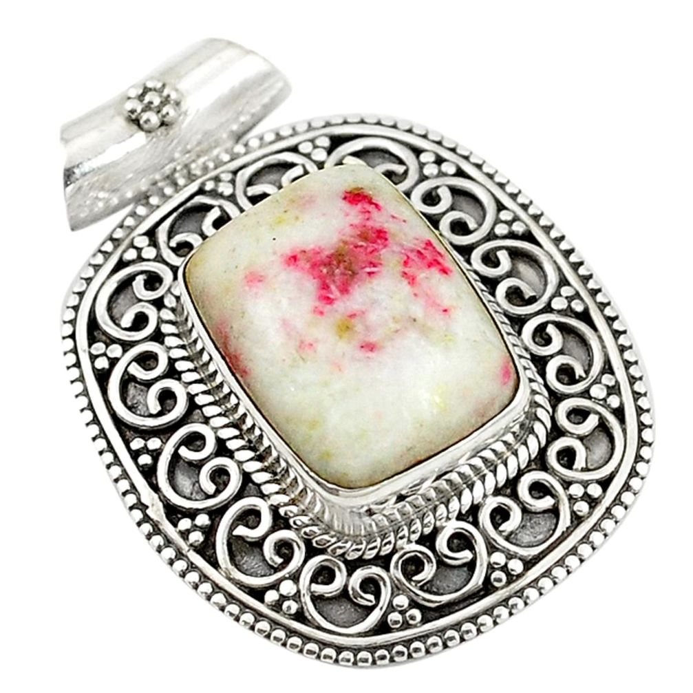 Natural red cinnabar spanish 925 sterling silver pendant jewelry d17526