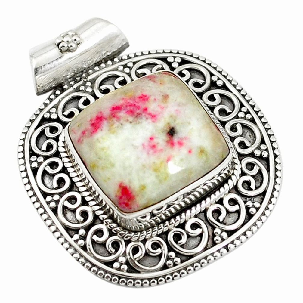 Natural red cinnabar spanish 925 sterling silver pendant jewelry d17530