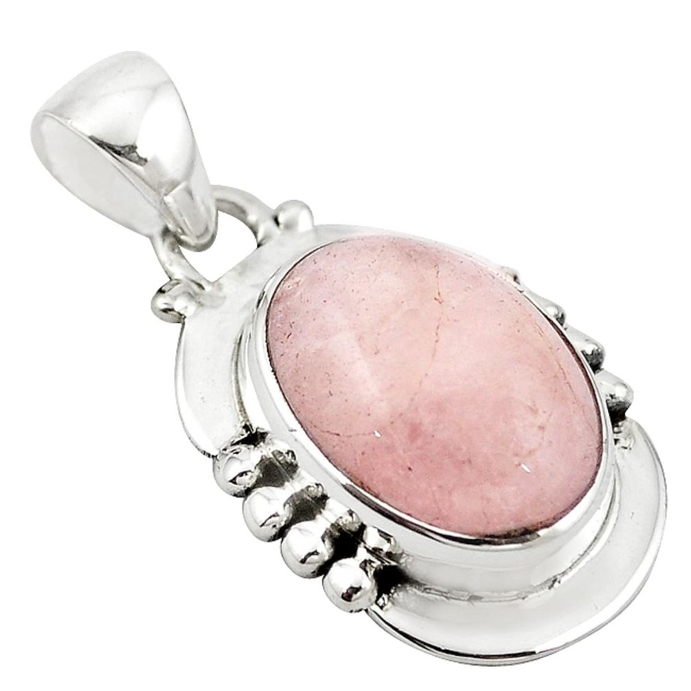 Natural pink morganite 925 sterling silver pendant jewelry d18494