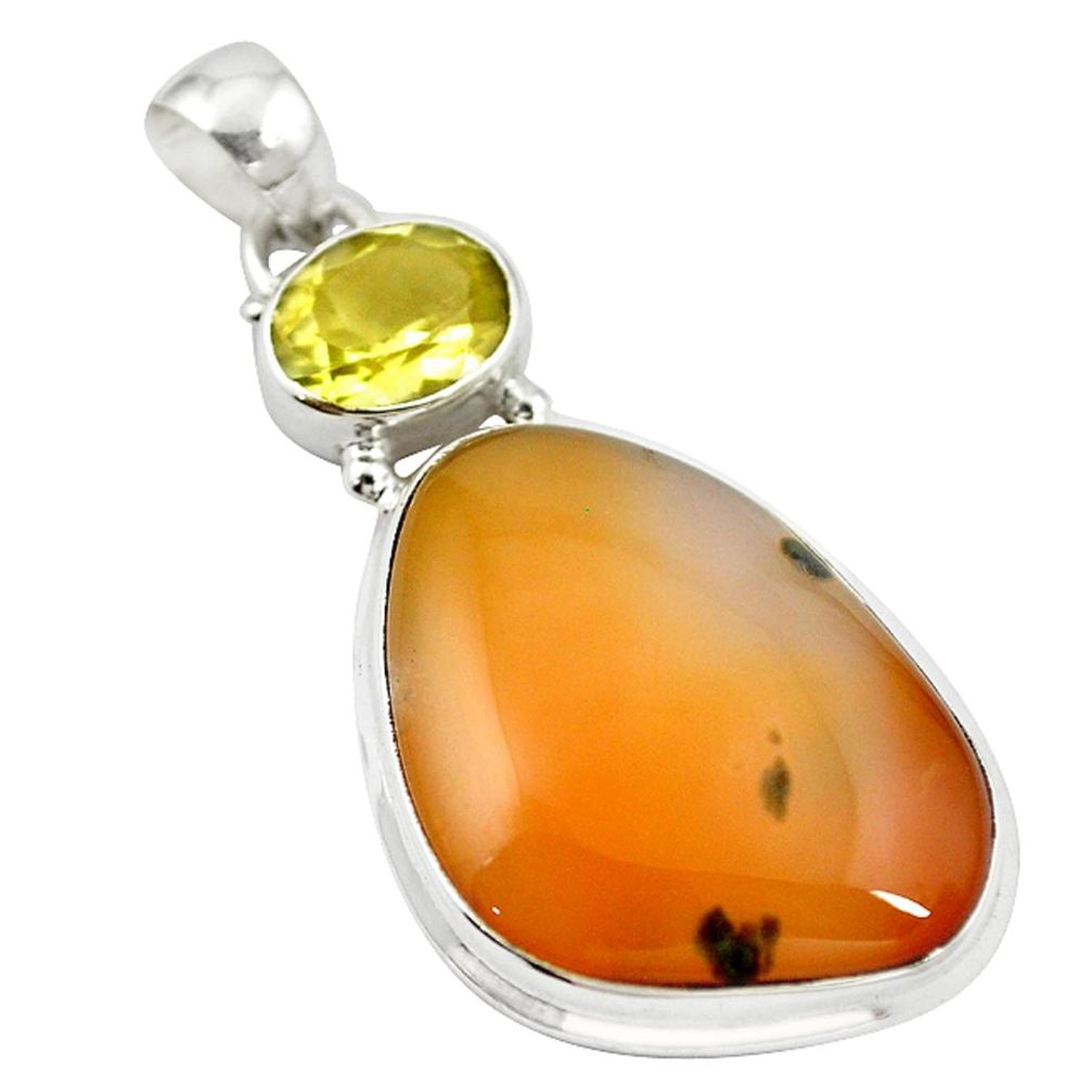 Natural honey botswana agate topaz 925 sterling silver pendant d18622