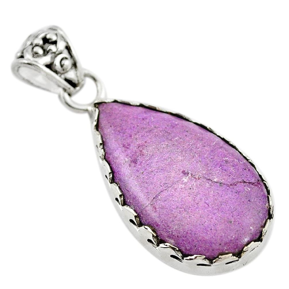 925 sterling silver natural purple purpurite pear pendant jewelry d18624