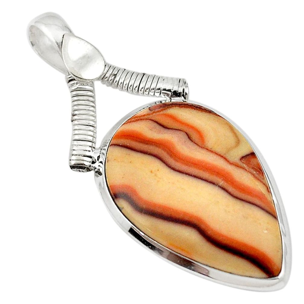 Natural brown wave rolling hills dolomite 925 silver pendant jewelry d18716