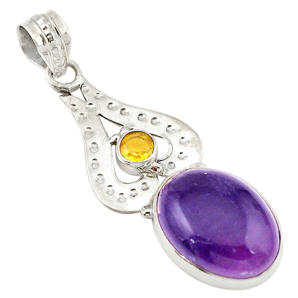 925 sterling silver natural multi color fluorite yellow citrine pendant d18769