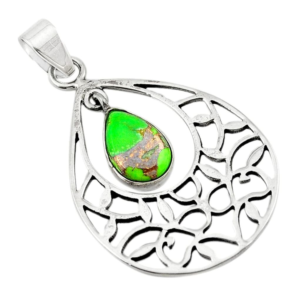 Green copper turquoise 925 sterling silver pendant jewelry d18786