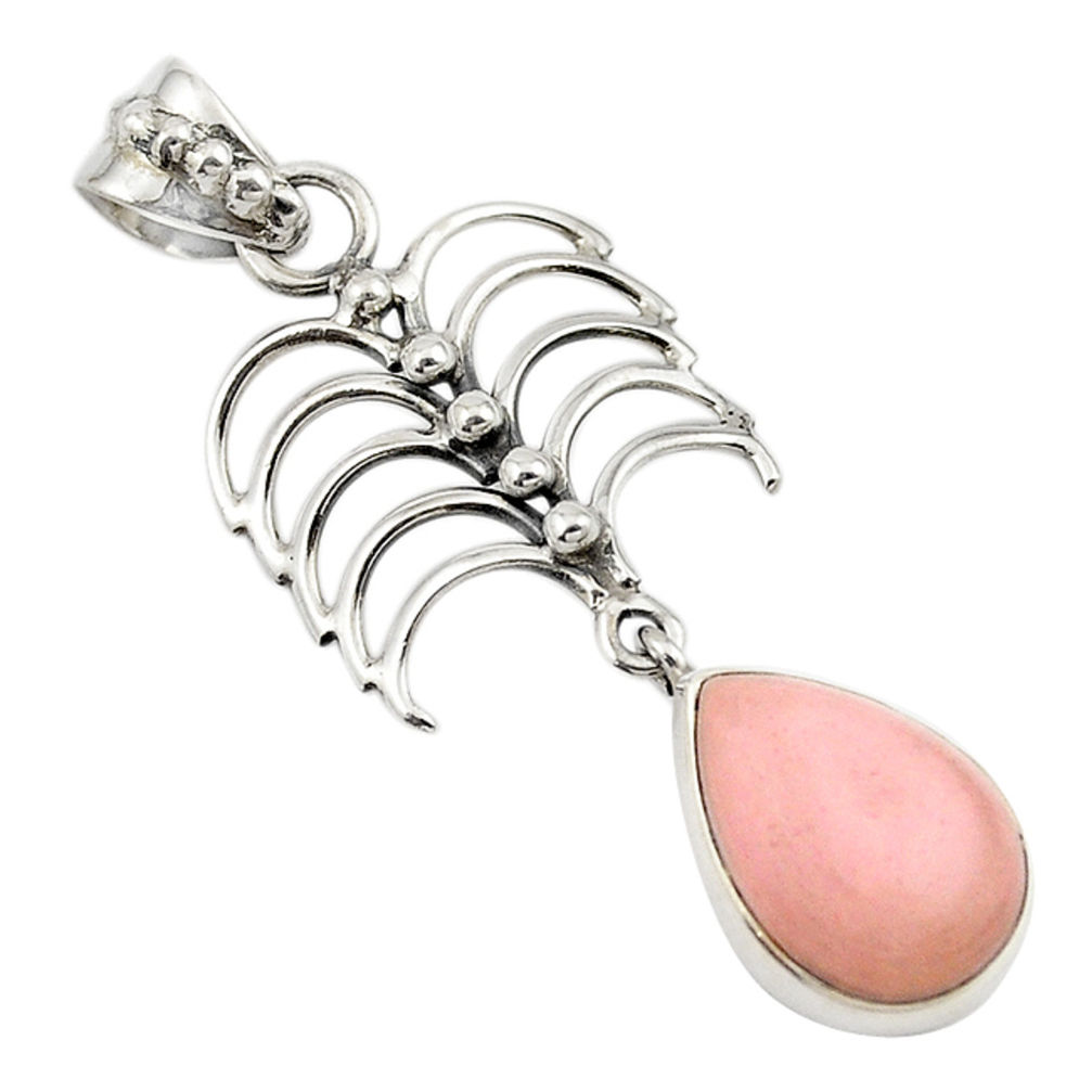 Natural pink opal pear shape 925 sterling silver pendant jewelry d18823