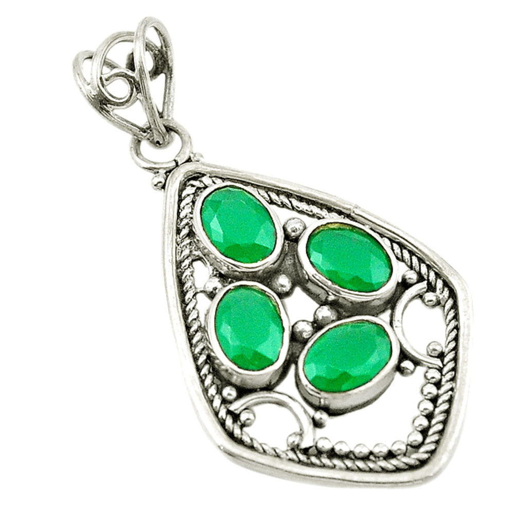 925 sterling silver green emerald quartz oval pendant jewelry d18839