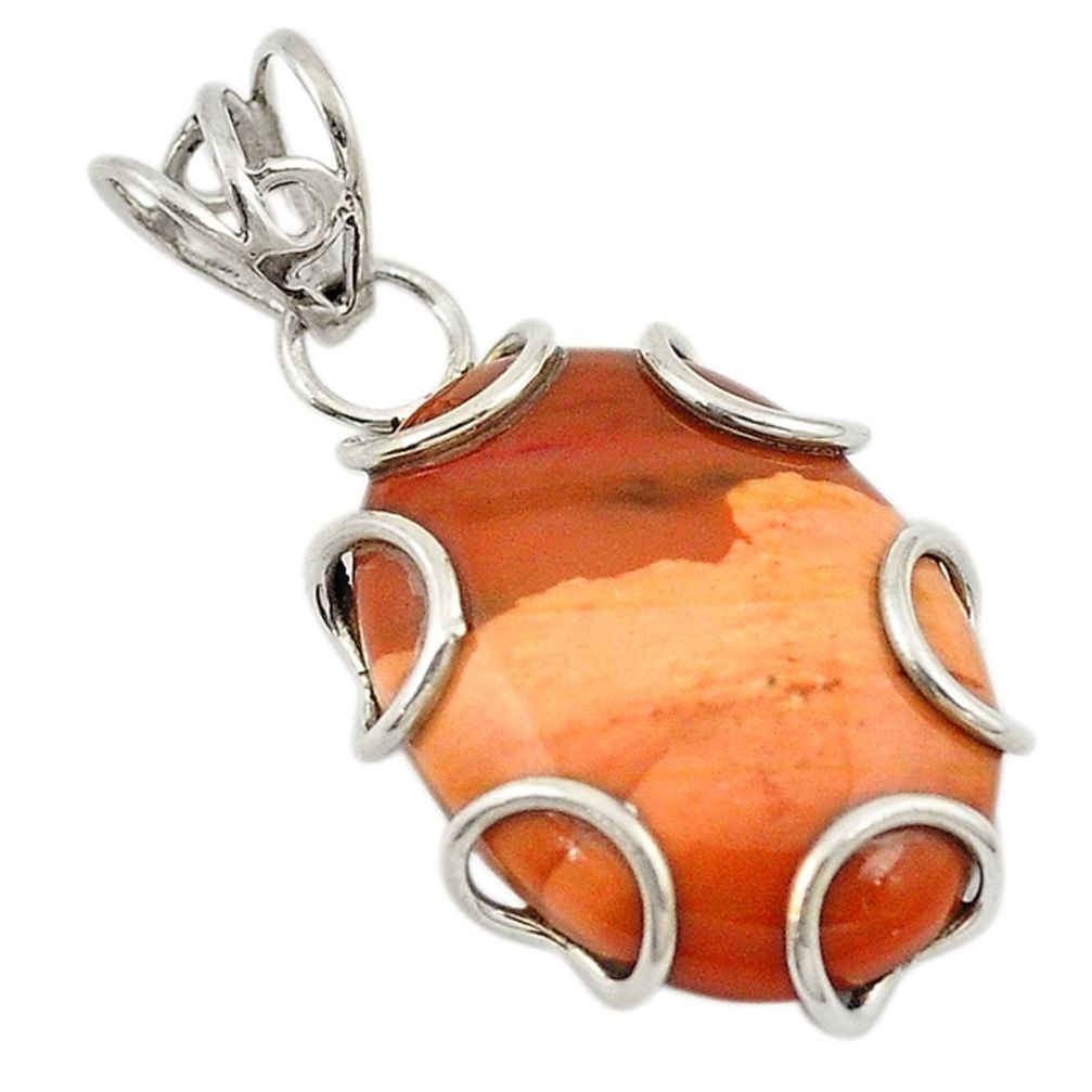 Natural brown mookaite 925 sterling silver pendant jewelry d18947