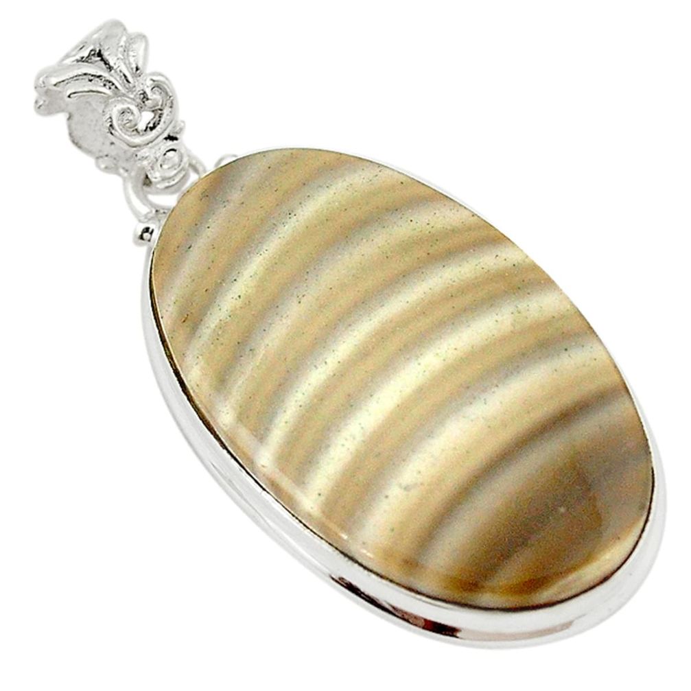 925 sterling silver natural grey striped flint ohio pendant jewelry d19210