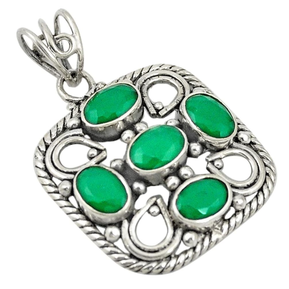 925 sterling silver green emerald quartz oval pendant jewelry d19292