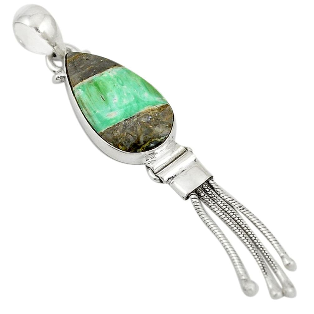 Natural green variscite 925 sterling silver pendant jewelry d19328