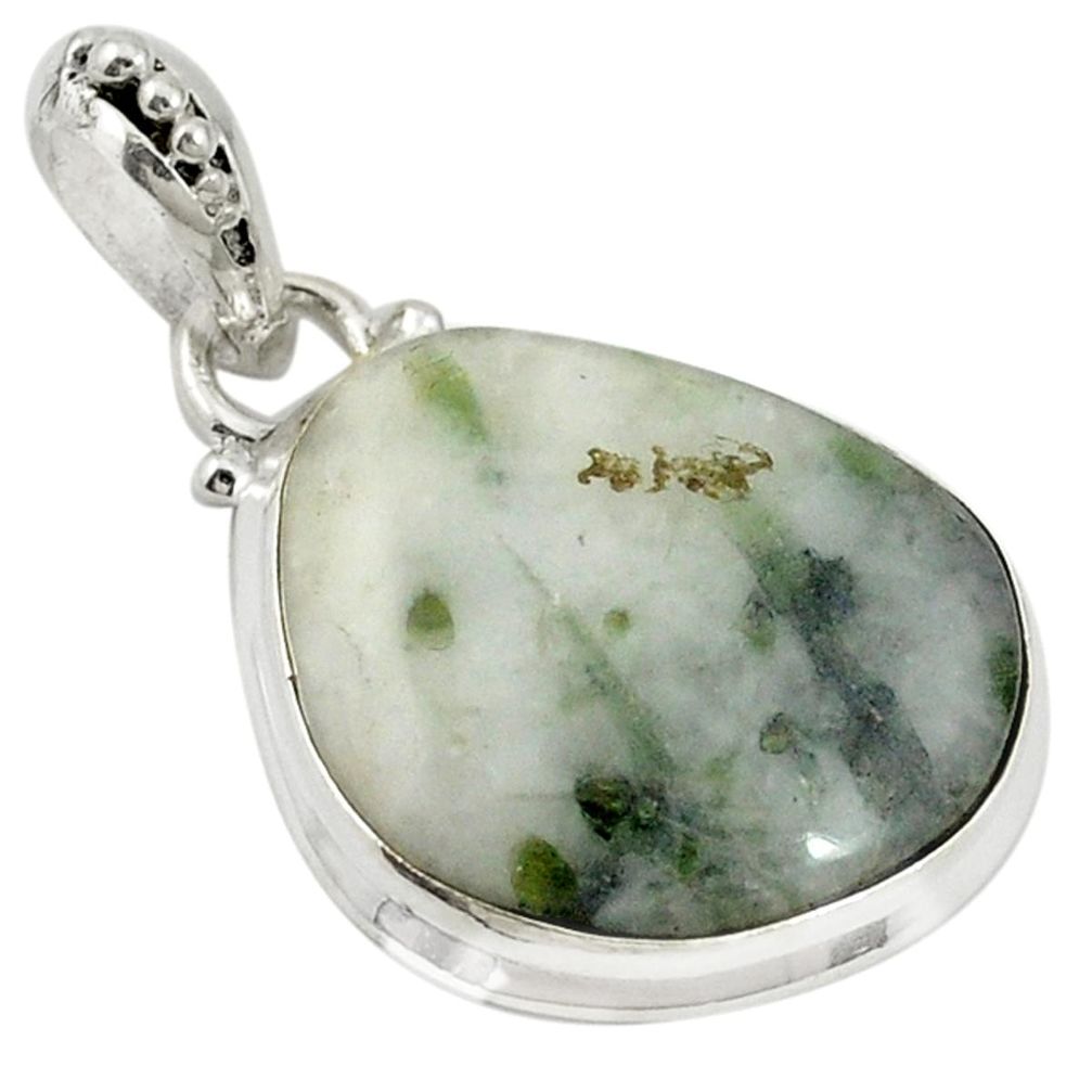 925 sterling silver natural green tourmaline in quartz pendant jewelry d19339