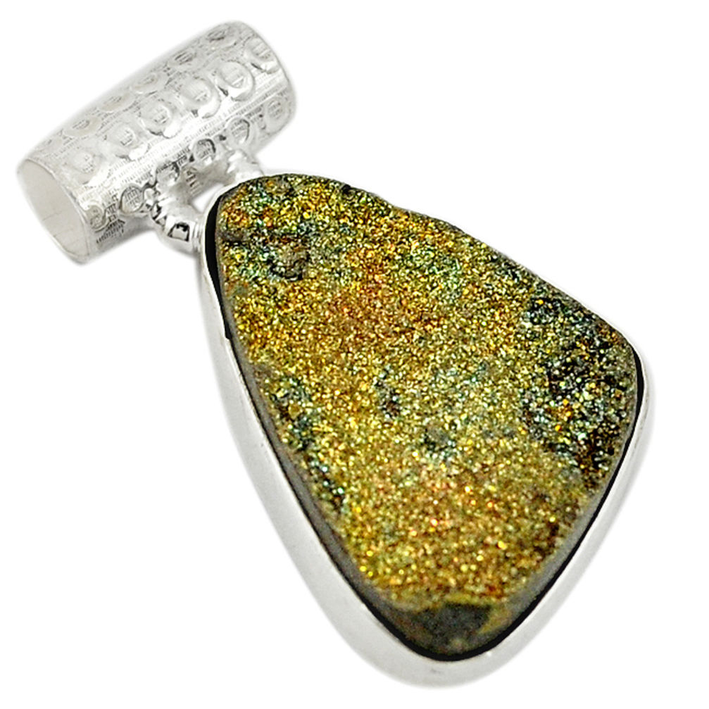 Titanium druzy fancy shape 925 sterling silver pendant jewelry d19362