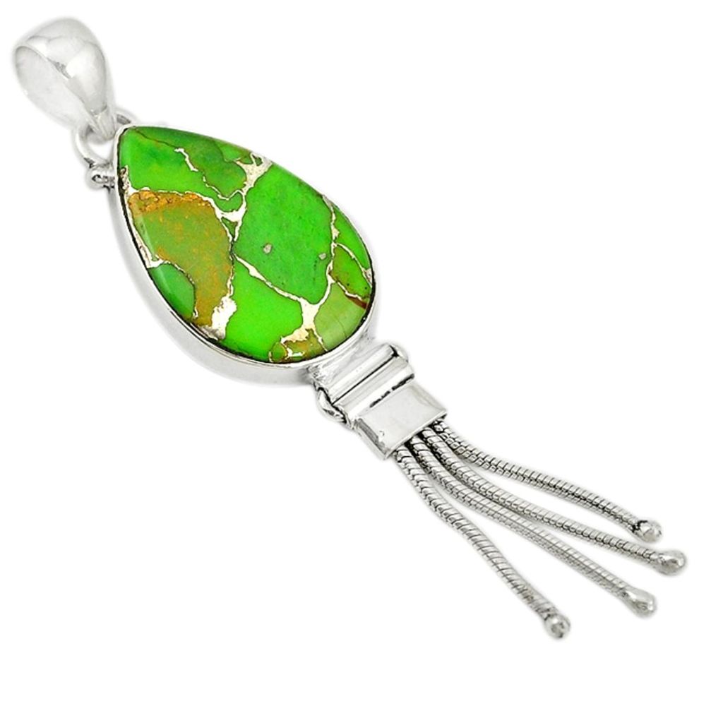 Green copper turquoise 925 sterling silver pendant jewelry d19367