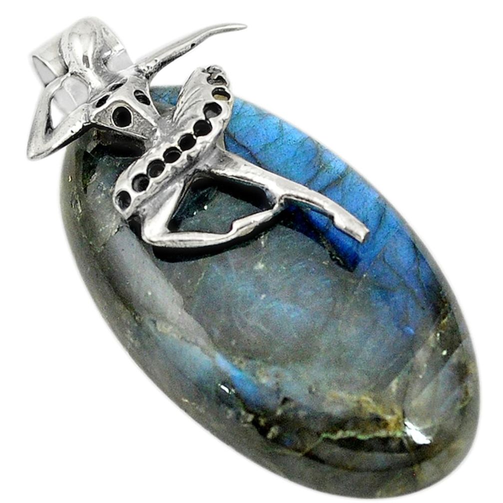 Natural blue labradorite 925 sterling silver pendant jewelry d19379