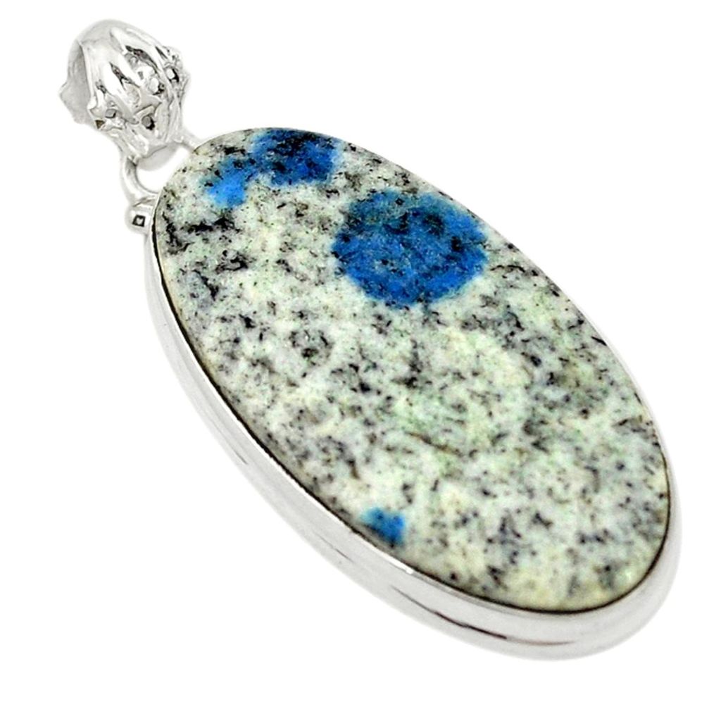 Natural k2 blue (azurite in quartz) 925 sterling silver pendant d19437