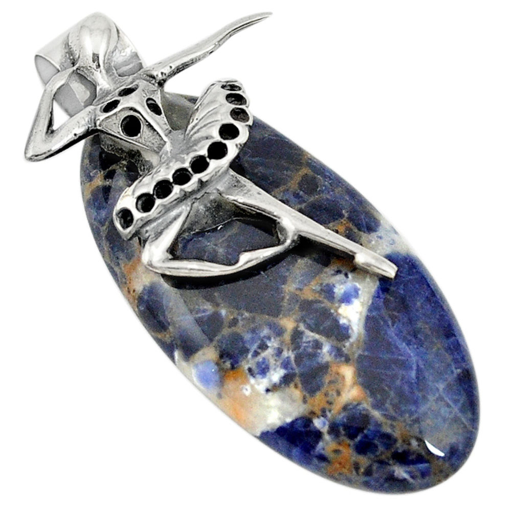 Natural orange sodalite 925 sterling silver pendant jewelry d19452