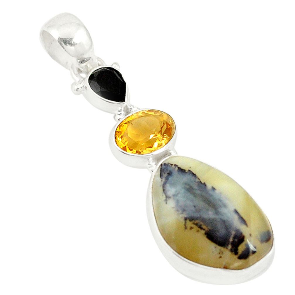 925 sterling silver natural yellow opal citrine pendant jewelry d19545
