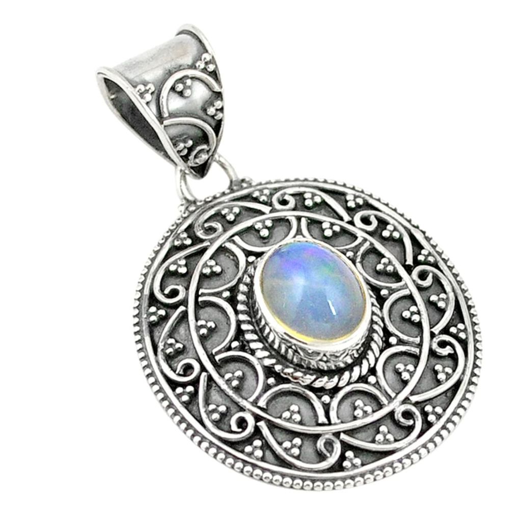 Natural multi color ethiopian opal 925 sterling silver pendant jewelry d19546