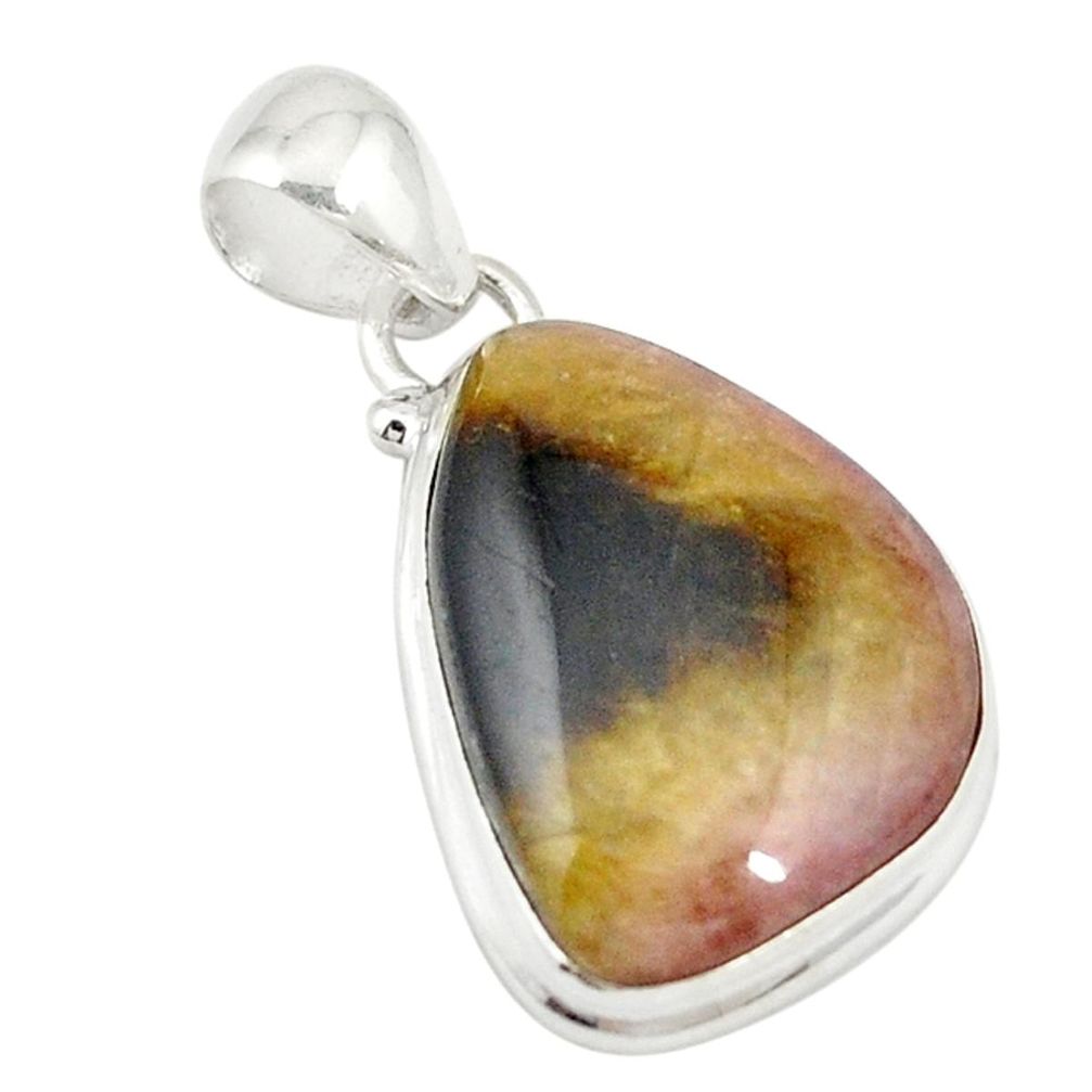 Natural pink bio tourmaline 925 sterling silver pendant jewelry d19548