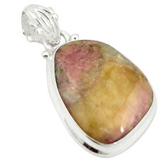 Natural pink bio tourmaline 925 sterling silver pendant jewelry d19557