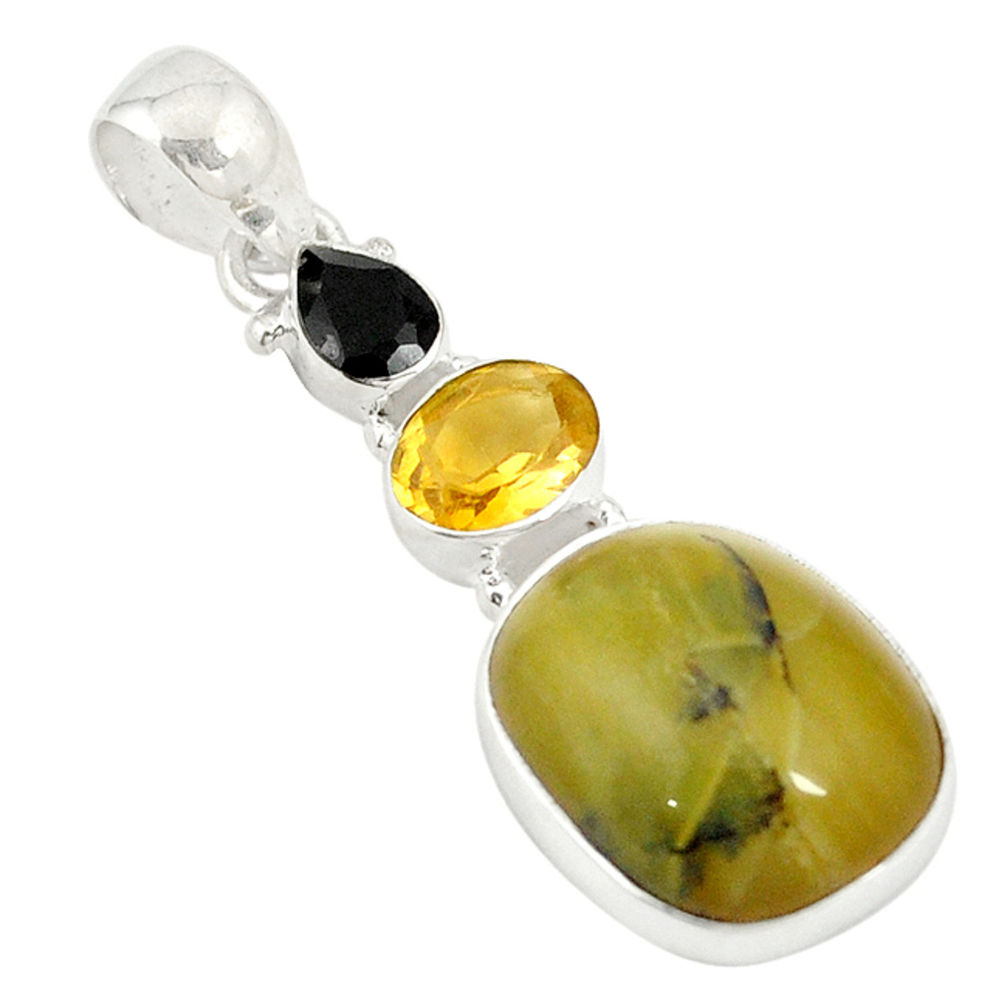 Natural yellow opal citrine 925 sterling silver pendant jewelry d19558