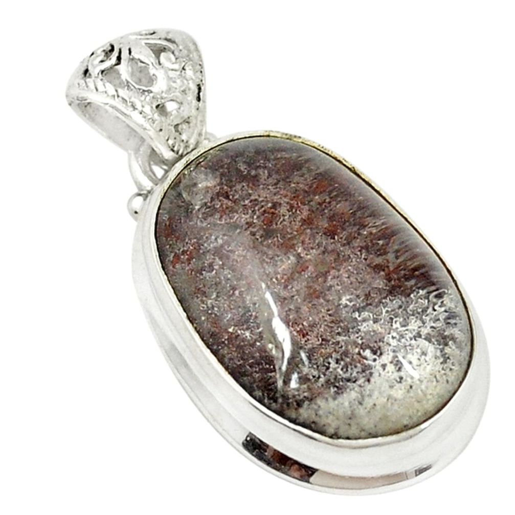 Natural grey scenic lodolite 925 sterling silver pendant jewelry d19585