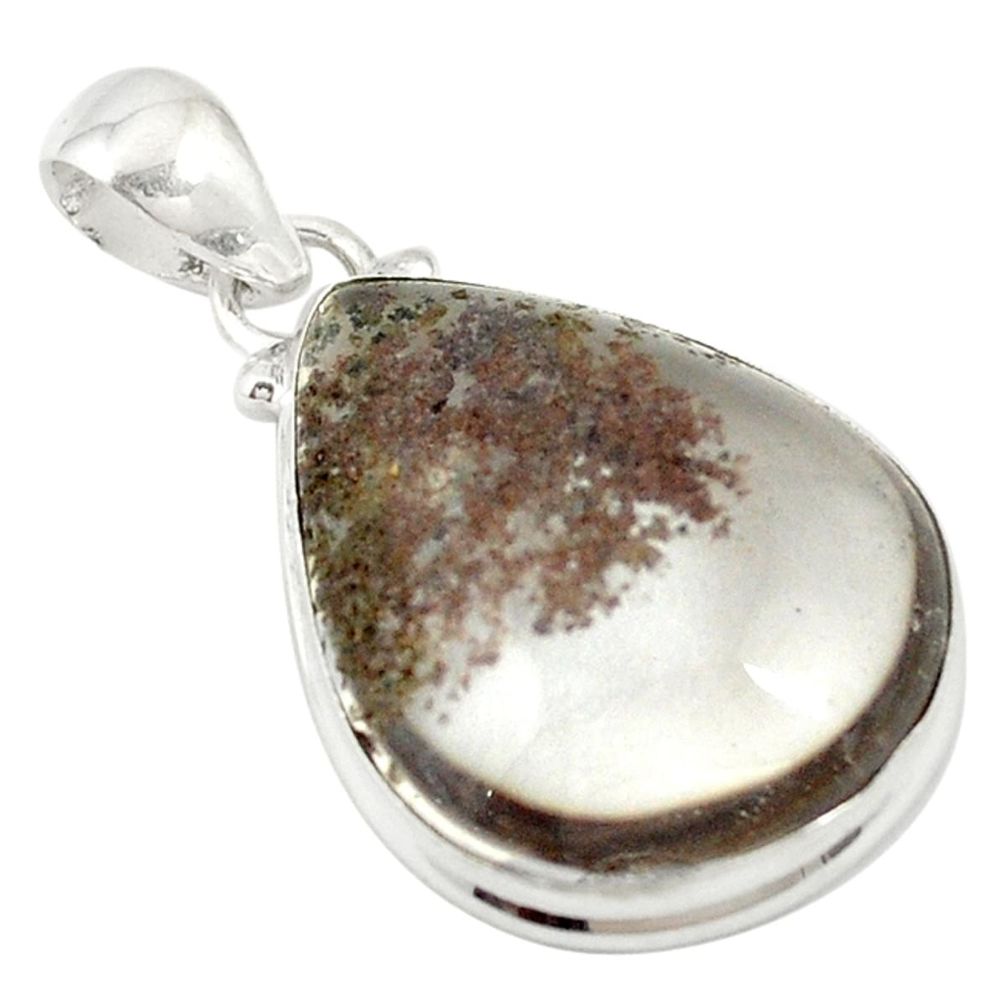 Natural grey scenic lodolite 925 sterling silver pendant jewelry d19599