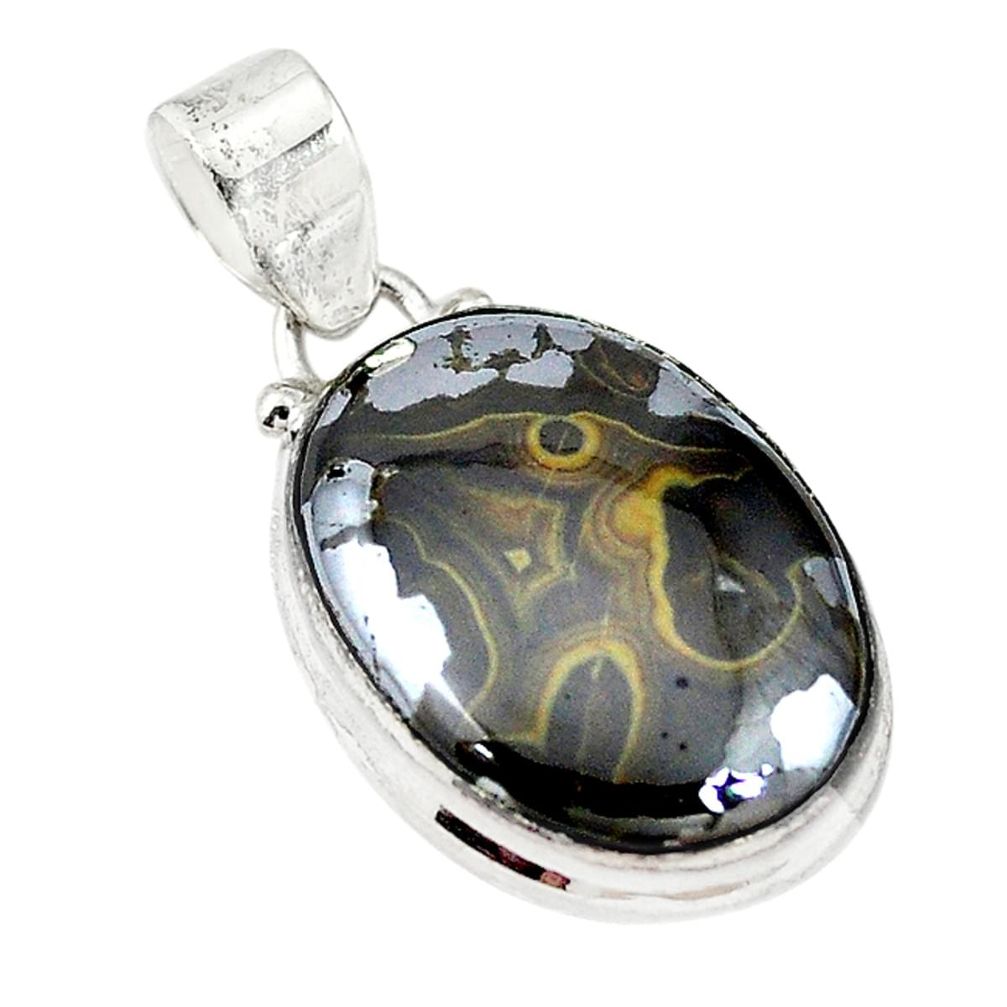 Natural yellow schalenblende polen 925 sterling silver pendant jewelry d20418