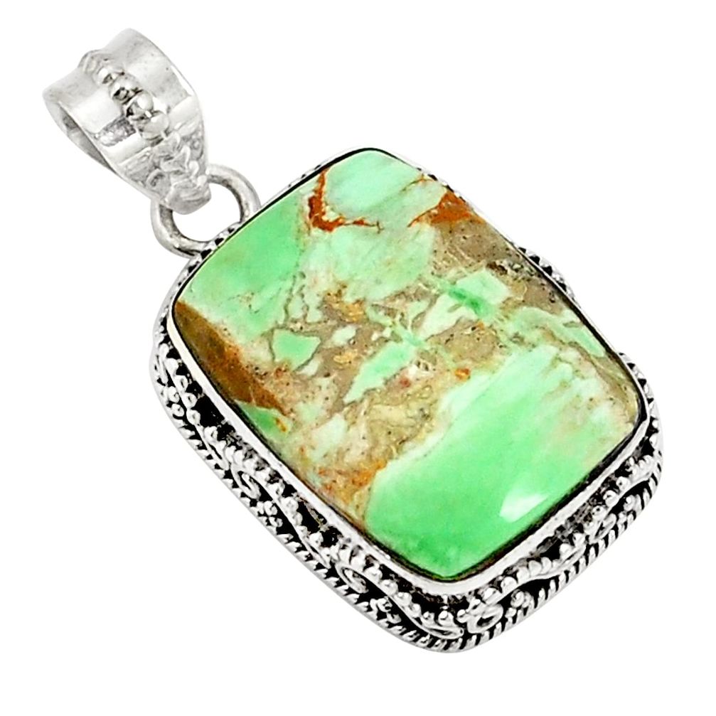 Natural green variscite 925 sterling silver pendant jewelry d20982