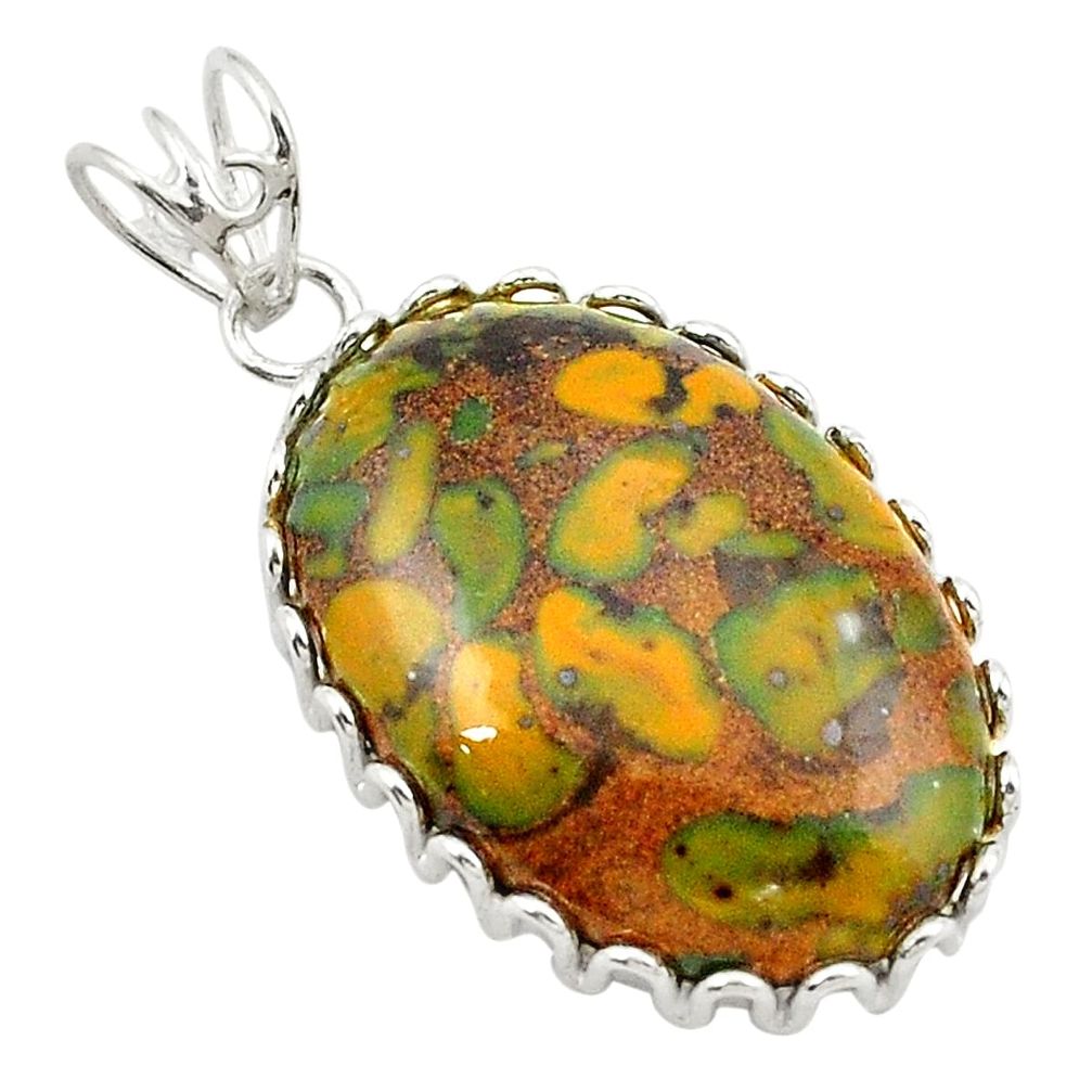 mboo leaf jasper 925 sterling silver pendant d21002