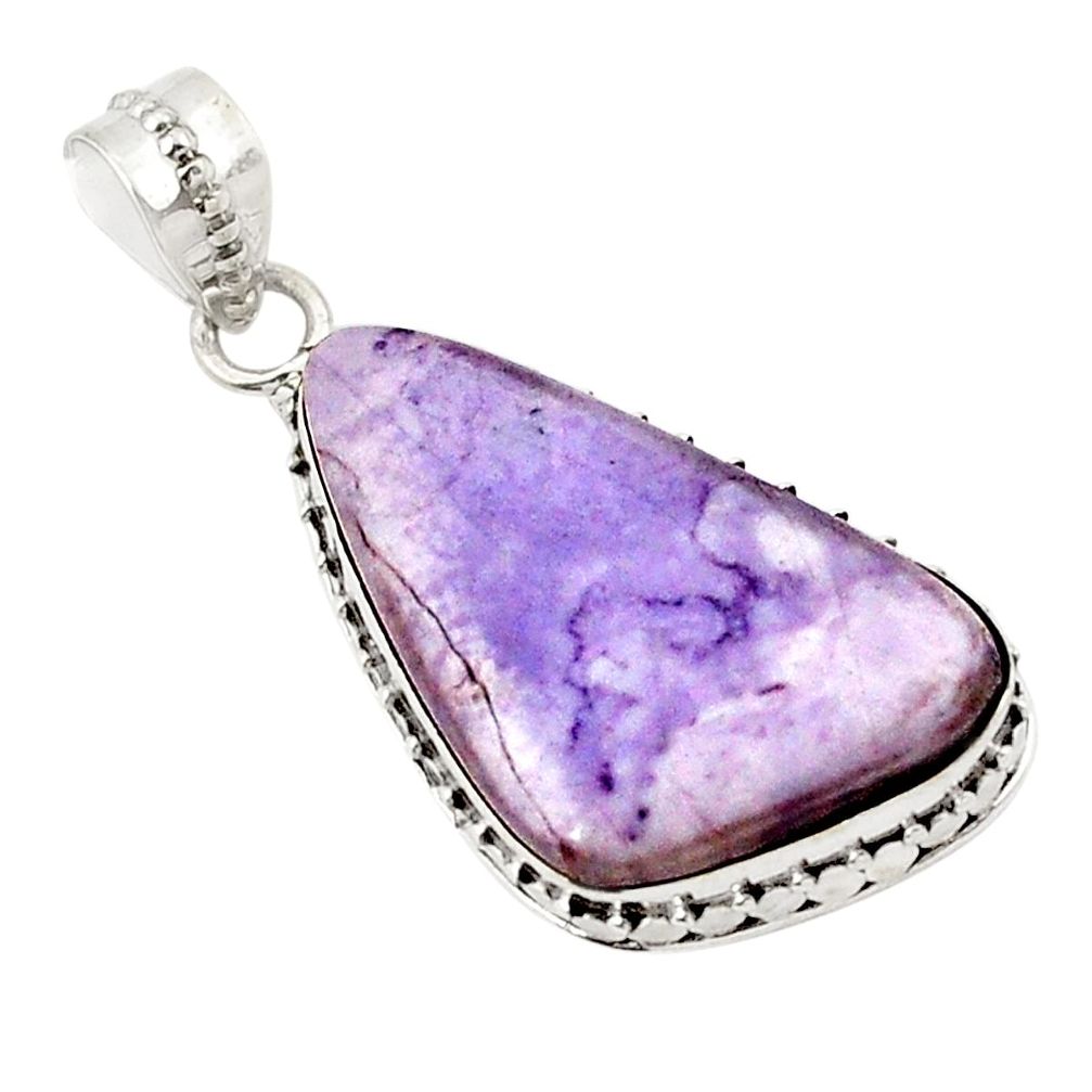Natural purple tiffany stone fancy 925 sterling silver pendant jewelry d21020