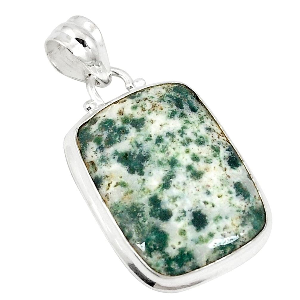 Natural white tree agate 925 sterling silver pendant jewelry d21027