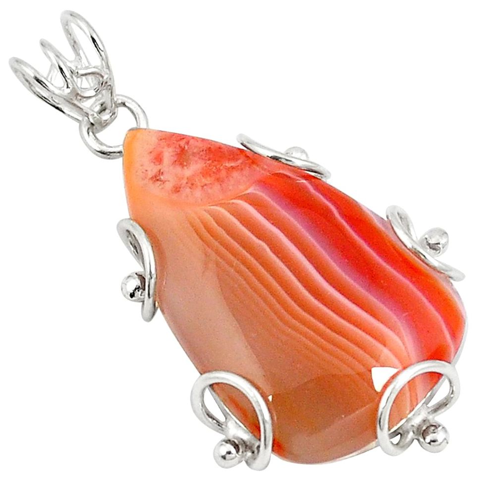 Natural honey botswana agate 925 sterling silver pendant jewelry d21038
